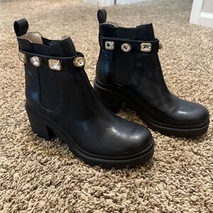 Steve Madden Black Ankle Boots with Jewel Details